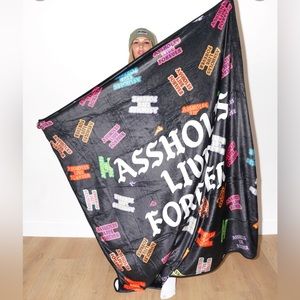 60” x 60” Fleece Throw Blanket Assholes Live Forever